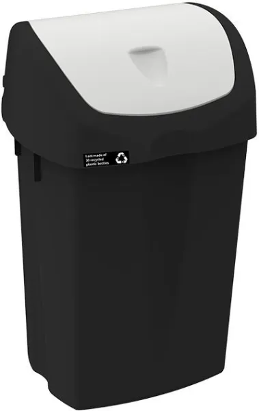 NRW Waste Bin with White Swing Lid, Durable, 25 L