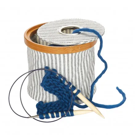 Prym Yarn Bowl Canvas Fabric Light Grey/White 16cm ×13.5cm