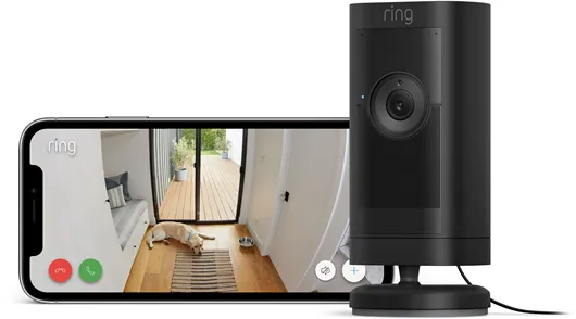 Ring Stick Up Cam Pro outdoor camera with power adapter, Black