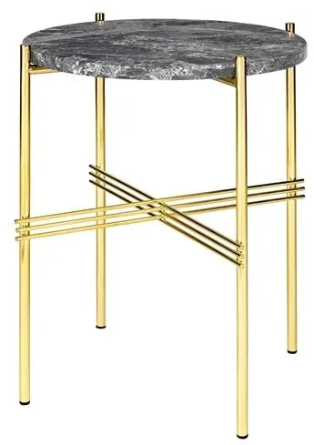 GUBI TS Side Table Round Ø40 Brass/Grey Emperor Marble