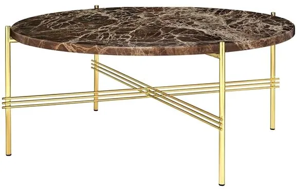 GUBI TS Coffee Table Round Ø80 Brass/Green Emperor Marble